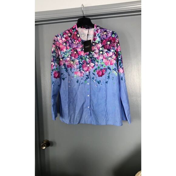 JUST FASHION NOW BLOUSE LONG SLEEVE button down MULTICOLOR FLORAL TOP 2XL NWT - Picture 1 of 5